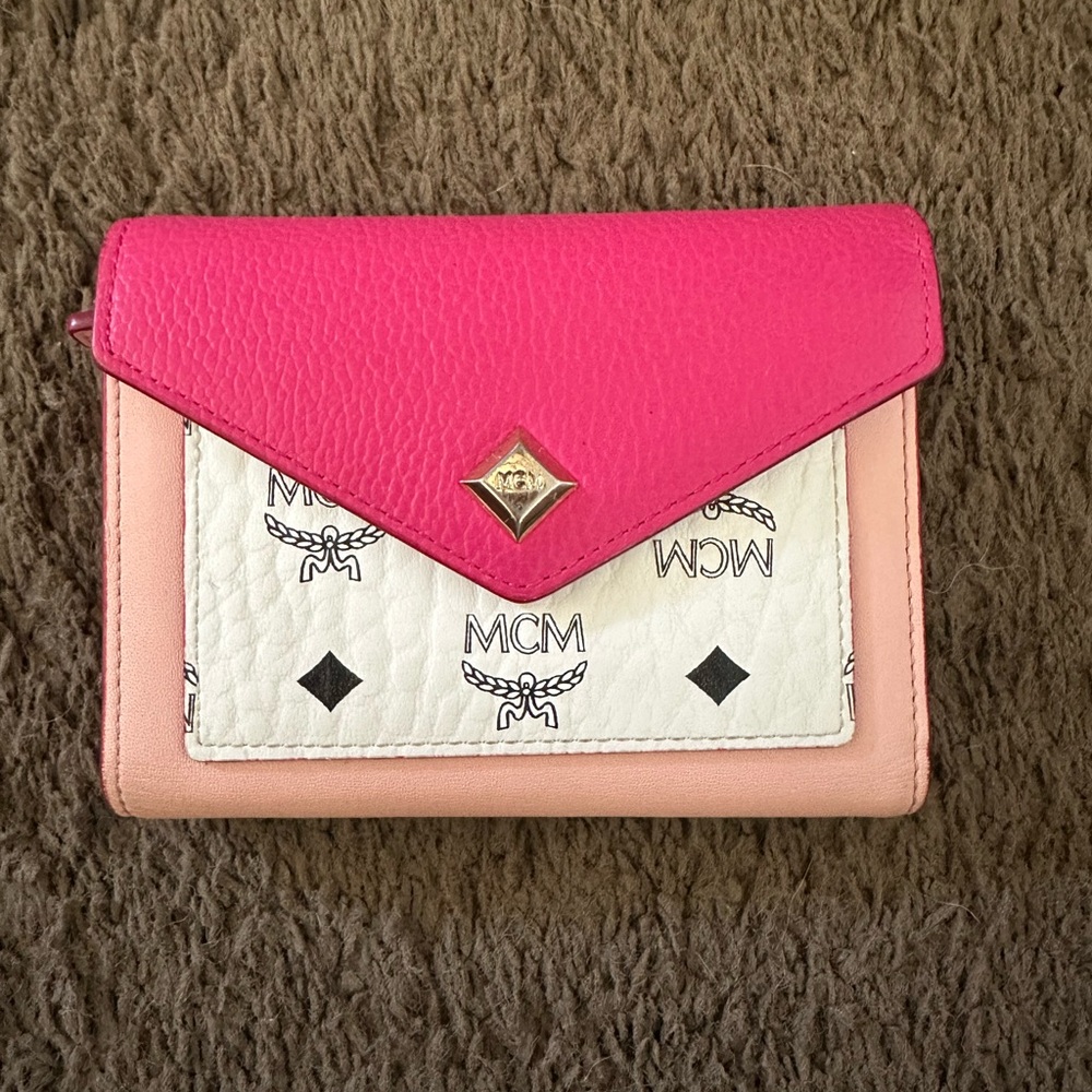 MCM Fuchsia and Cream Women's Wallet